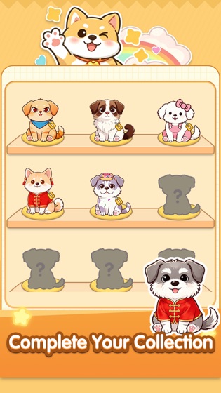 Complete your puppy collection on wooden shelves